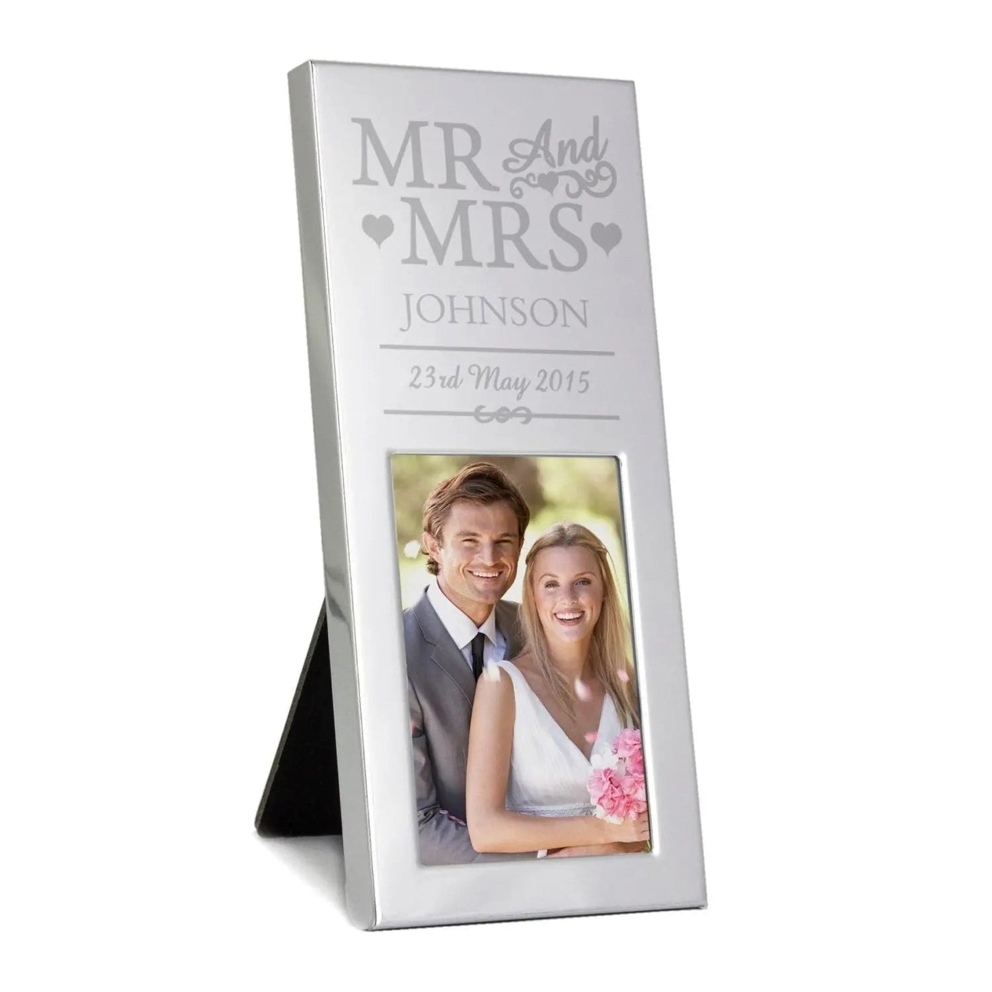 Personalised Small Mr & Mrs 2x3 Silver Photo Frame: 2 - Photo Frames By Gift Moments