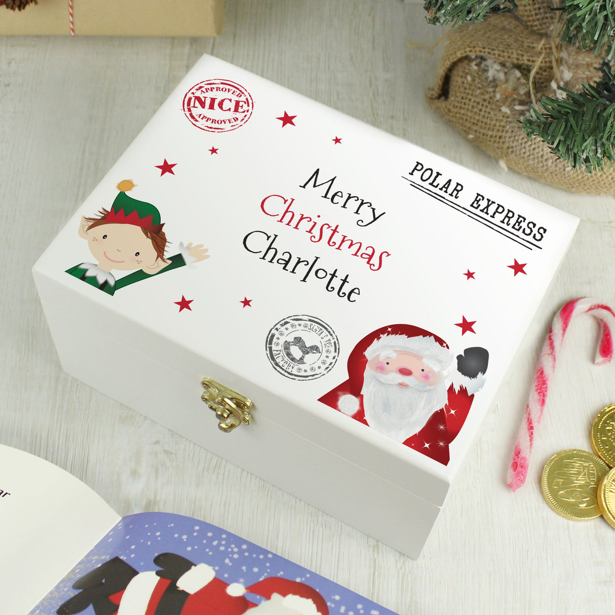 Personalised Small White Christmas Eve Box: 1 - Keepsake Boxes By Gift Moments