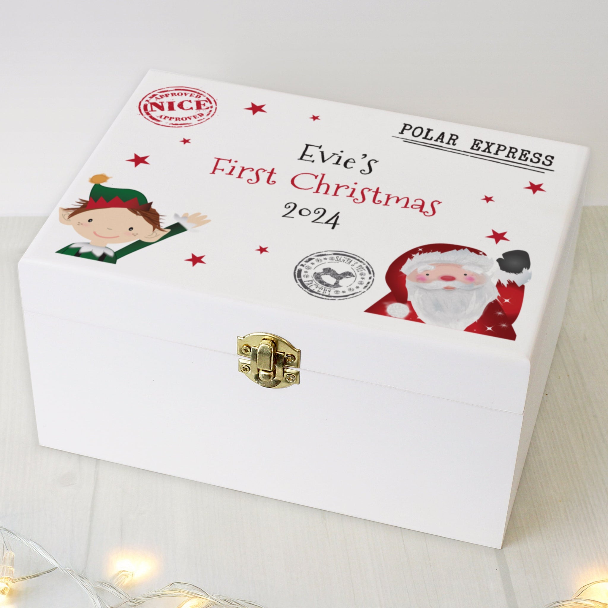 Personalised Small White Christmas Eve Box: 4 - Keepsake Boxes By Gift Moments