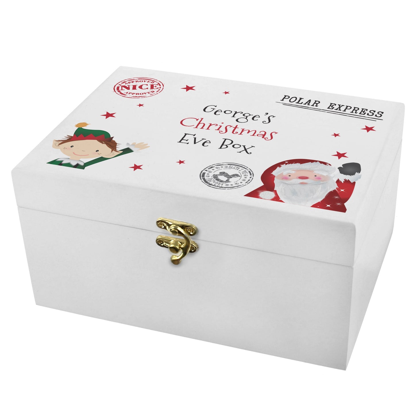 Personalised Small White Christmas Eve Box: 5 - Keepsake Boxes By Gift Moments