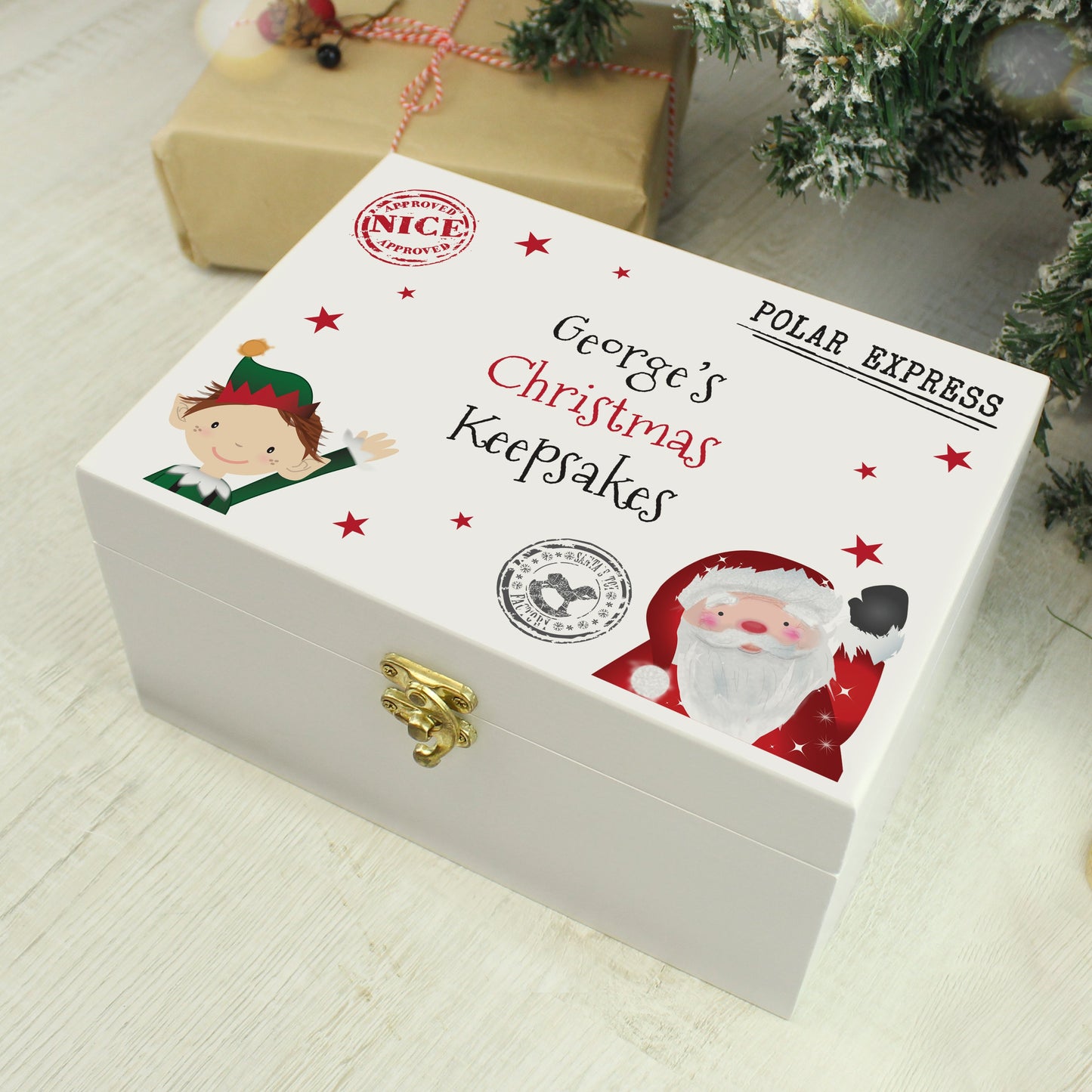 Personalised Small White Christmas Eve Box: 3 - Keepsake Boxes By Gift Moments