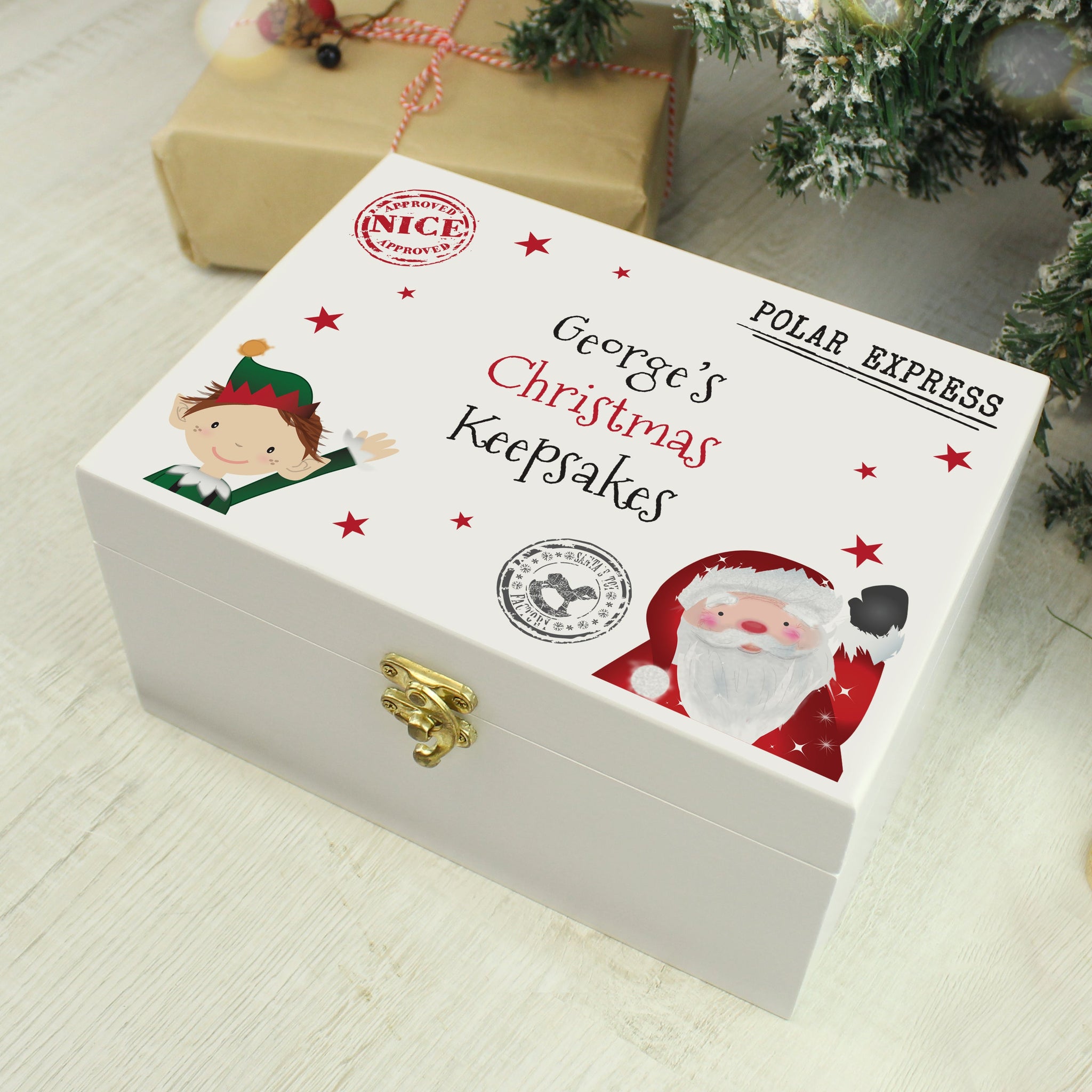 Personalised Small White Christmas Eve Box: 3 - Keepsake Boxes By Gift Moments