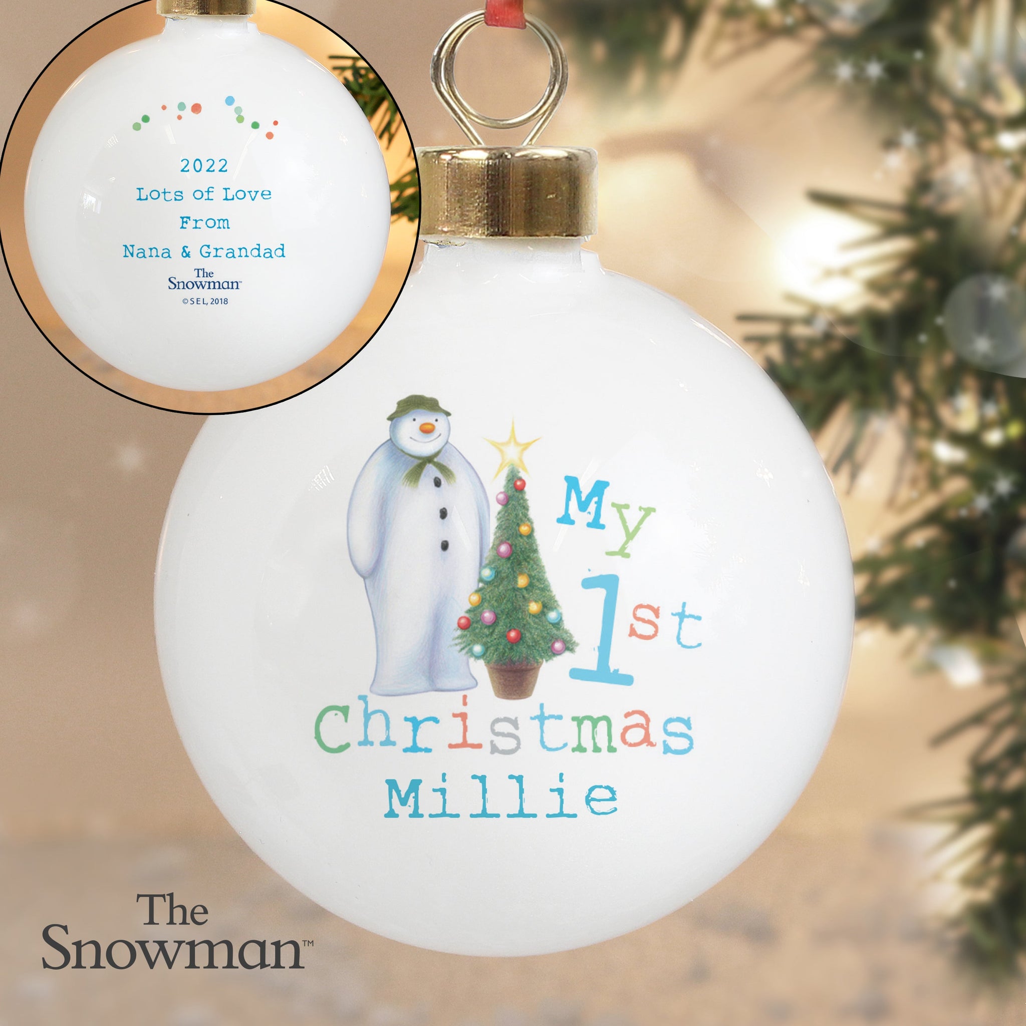 Personalised The Snowman My 1st Christmas Bauble: 4 - Christmas Baubles By The Snowman