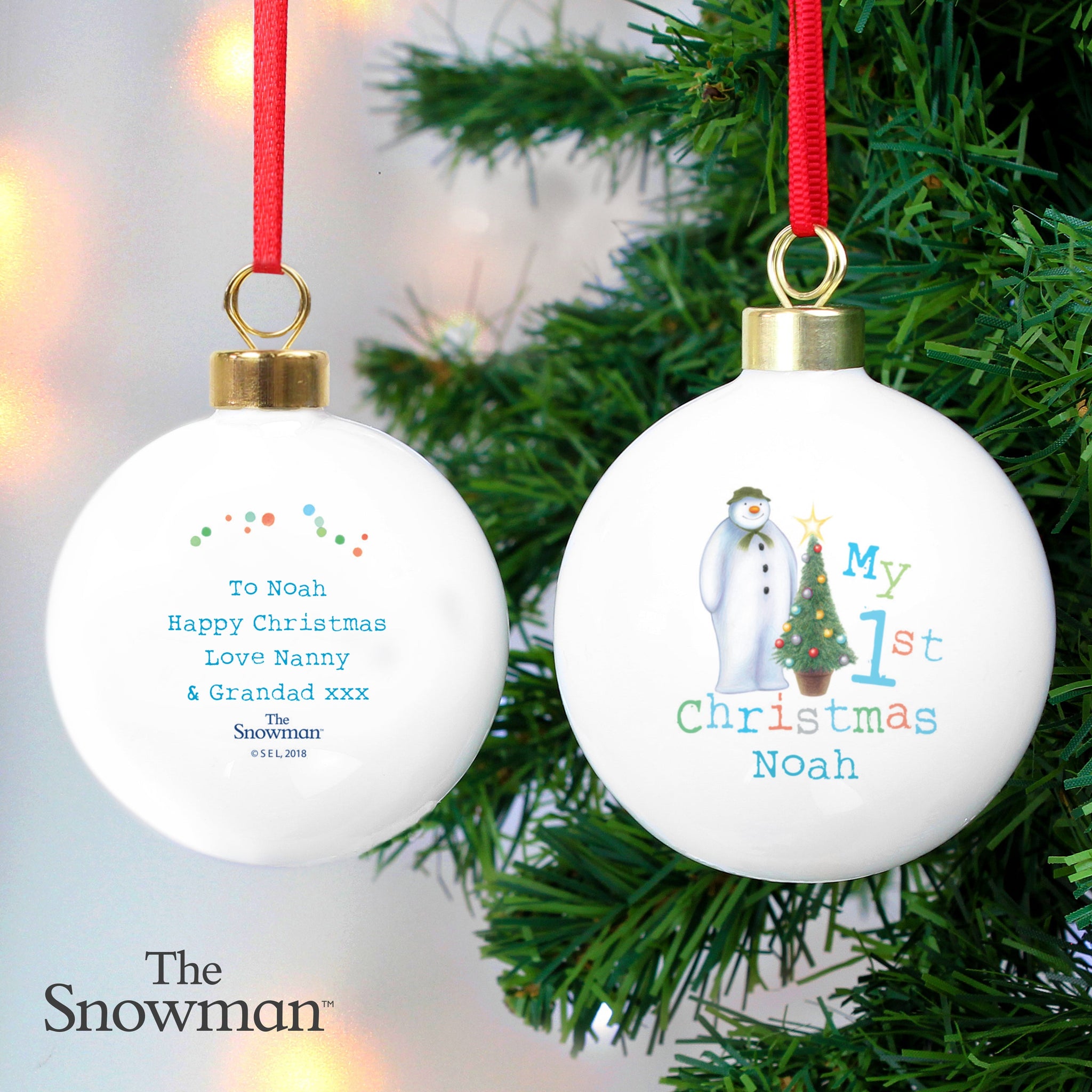 Personalised The Snowman My 1st Christmas Bauble: 2 - Christmas Baubles By The Snowman