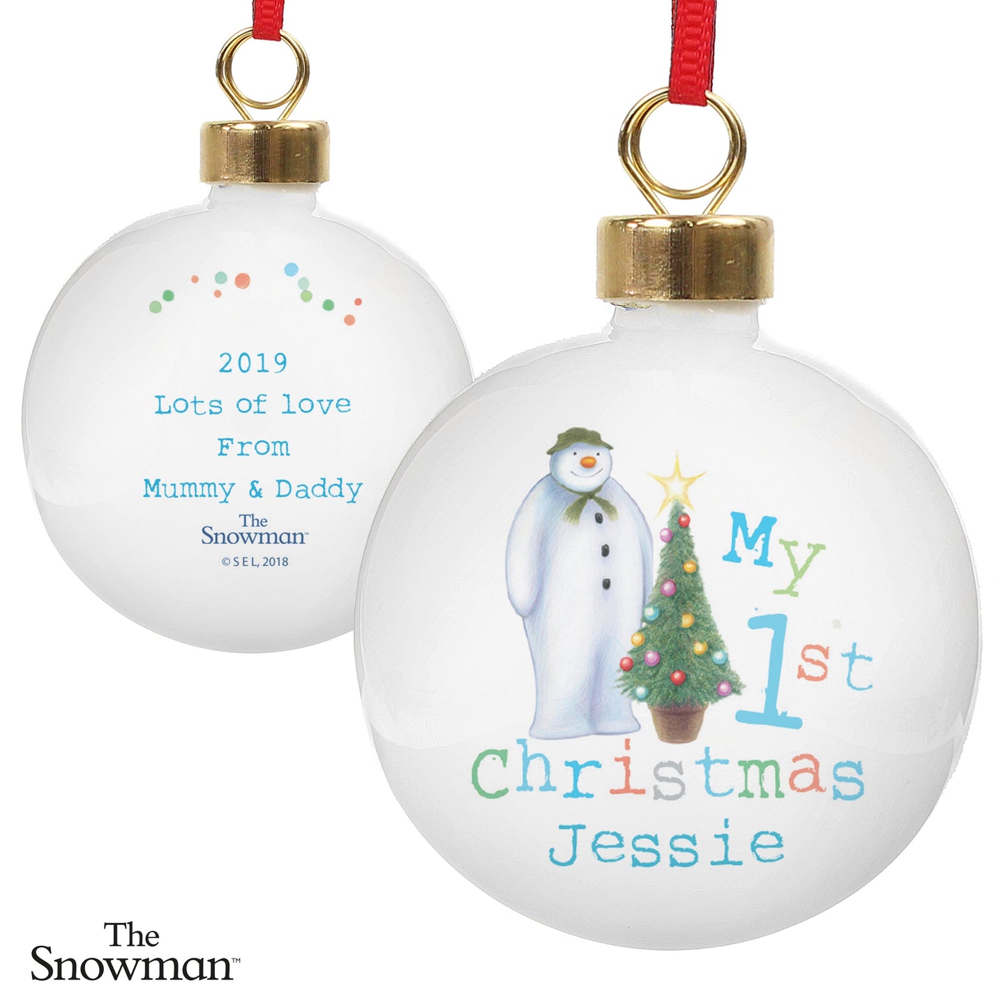 Personalised The Snowman My 1st Christmas Bauble: 5 - Christmas Baubles By The Snowman