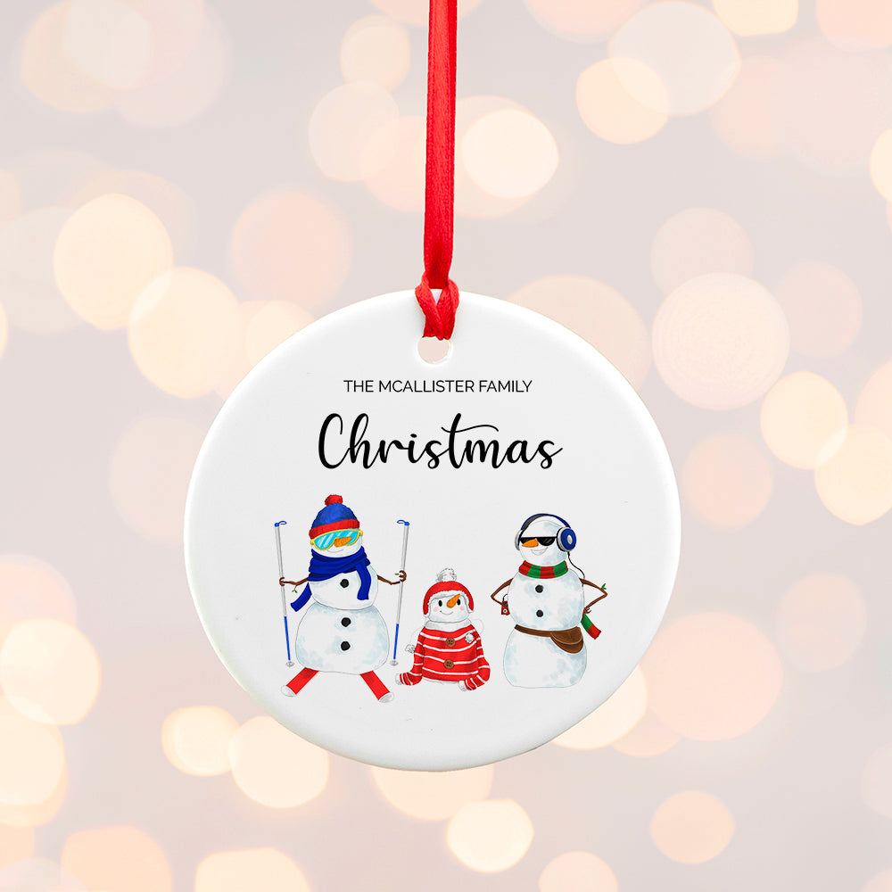 Personalised Snowman Family Christmas Ornament: 3 - Christmas Decorations By Gift Moments