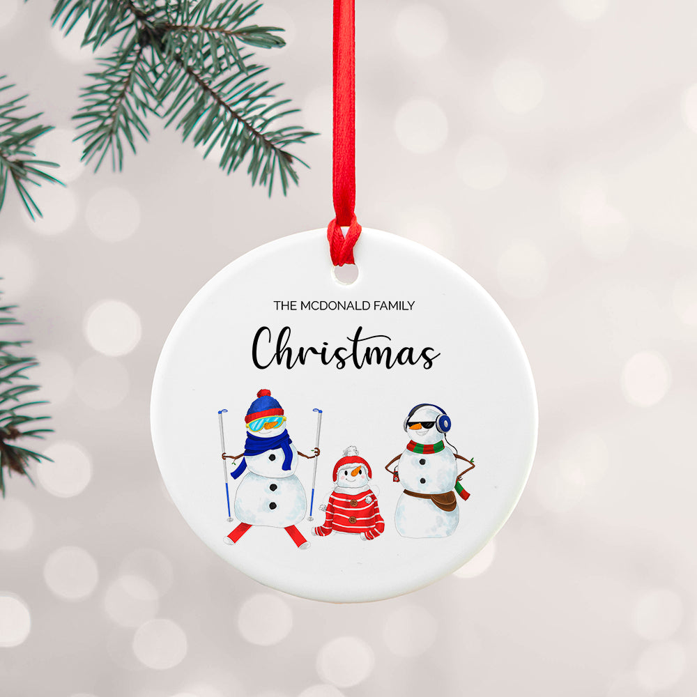Personalised Snowman Family Christmas Ornament: 2 - Christmas Decorations By Gift Moments