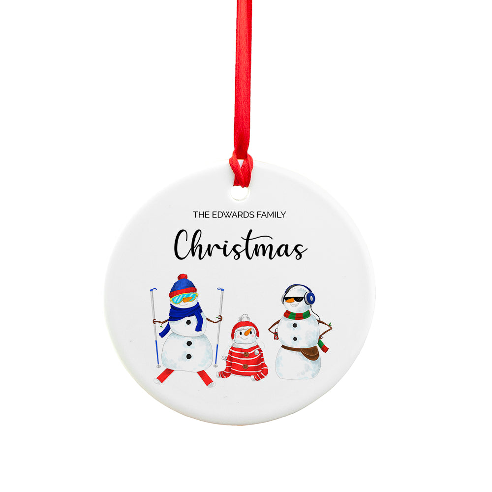 Personalised Snowman Family Christmas Ornament: 4 - Christmas Decorations By Gift Moments