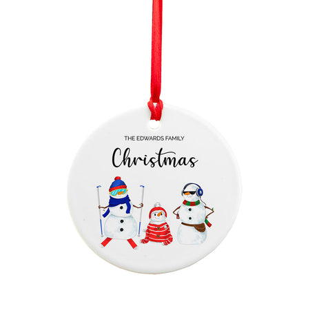 Personalised Snowman Family Christmas Ornament: 4 - Christmas Decorations By Gift Moments