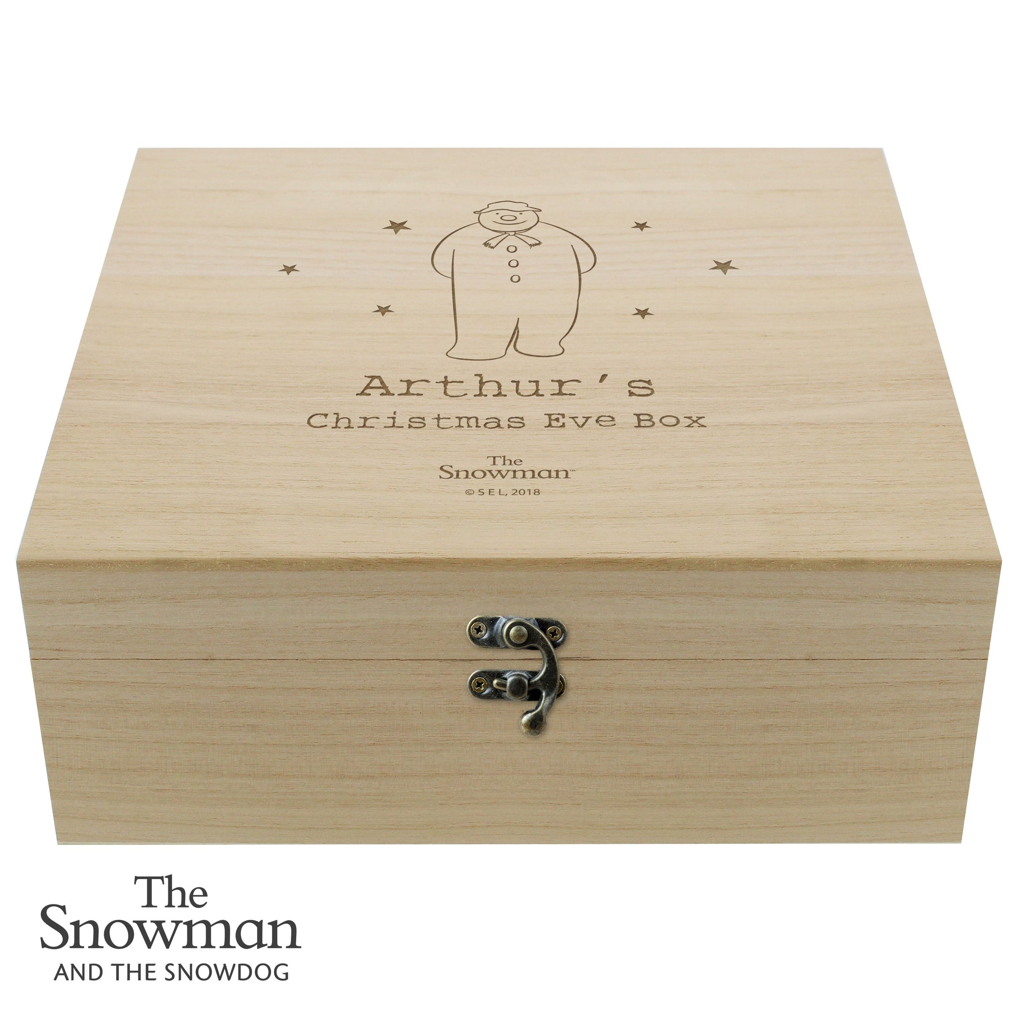 Personalised The Snowman Large Wooden Christmas Eve Box: 4 - Keepsake Boxes By The Snowman