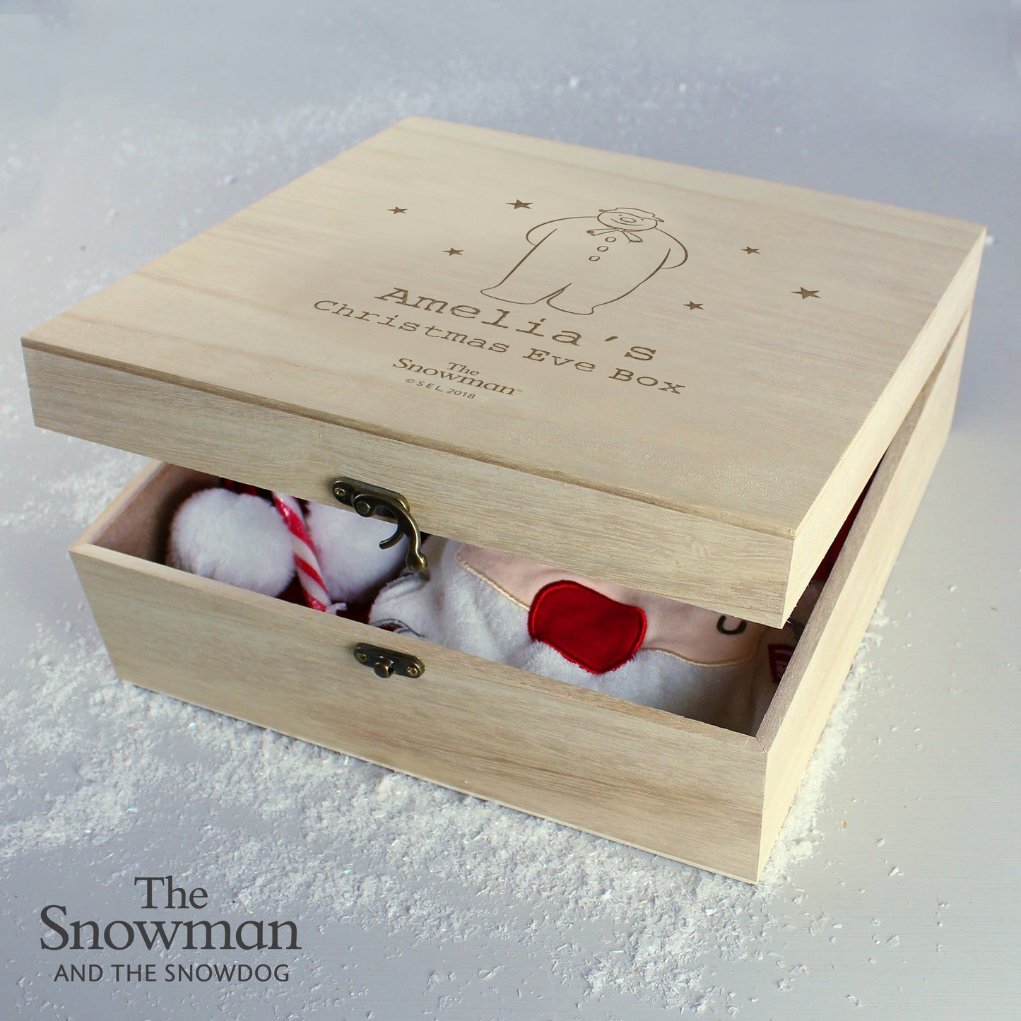 Personalised The Snowman Large Wooden Christmas Eve Box: 3 - Keepsake Boxes By The Snowman
