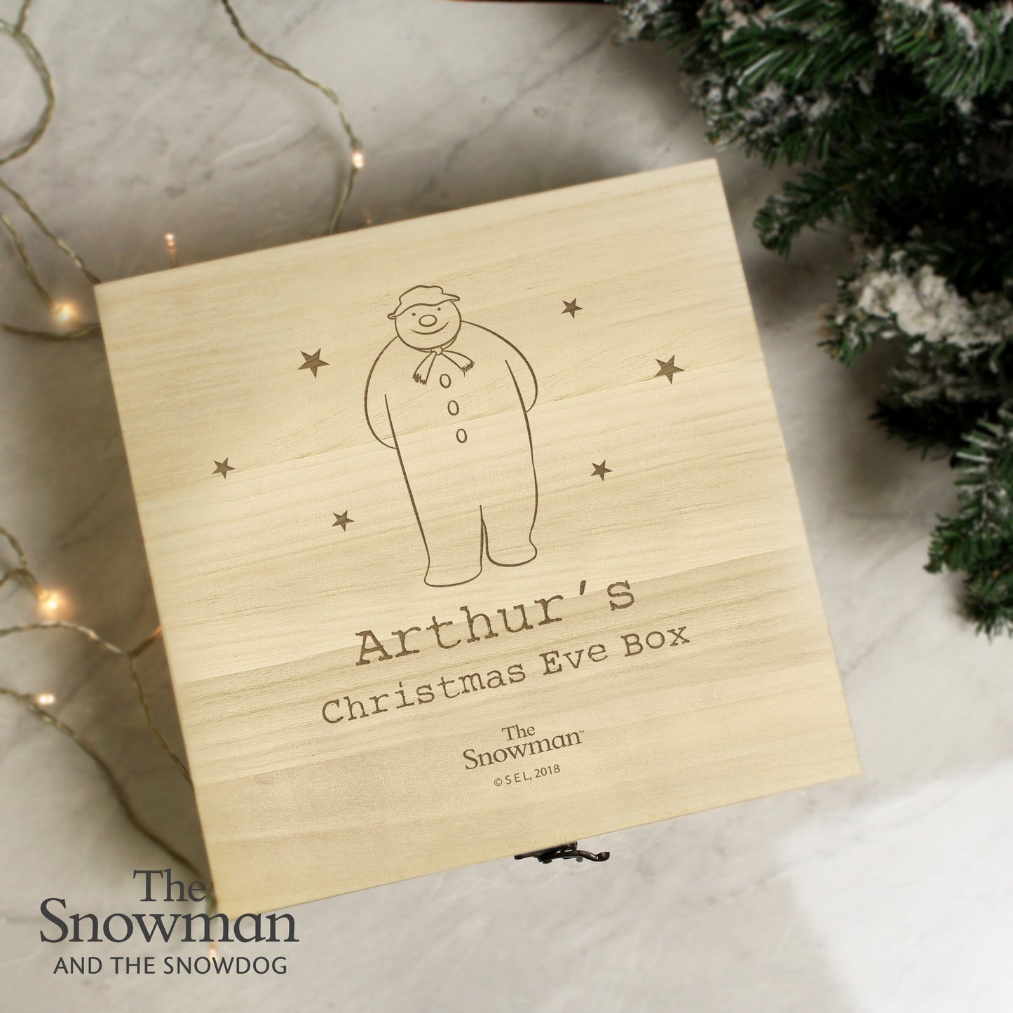Personalised The Snowman Large Wooden Christmas Eve Box: 1 - Keepsake Boxes By The Snowman
