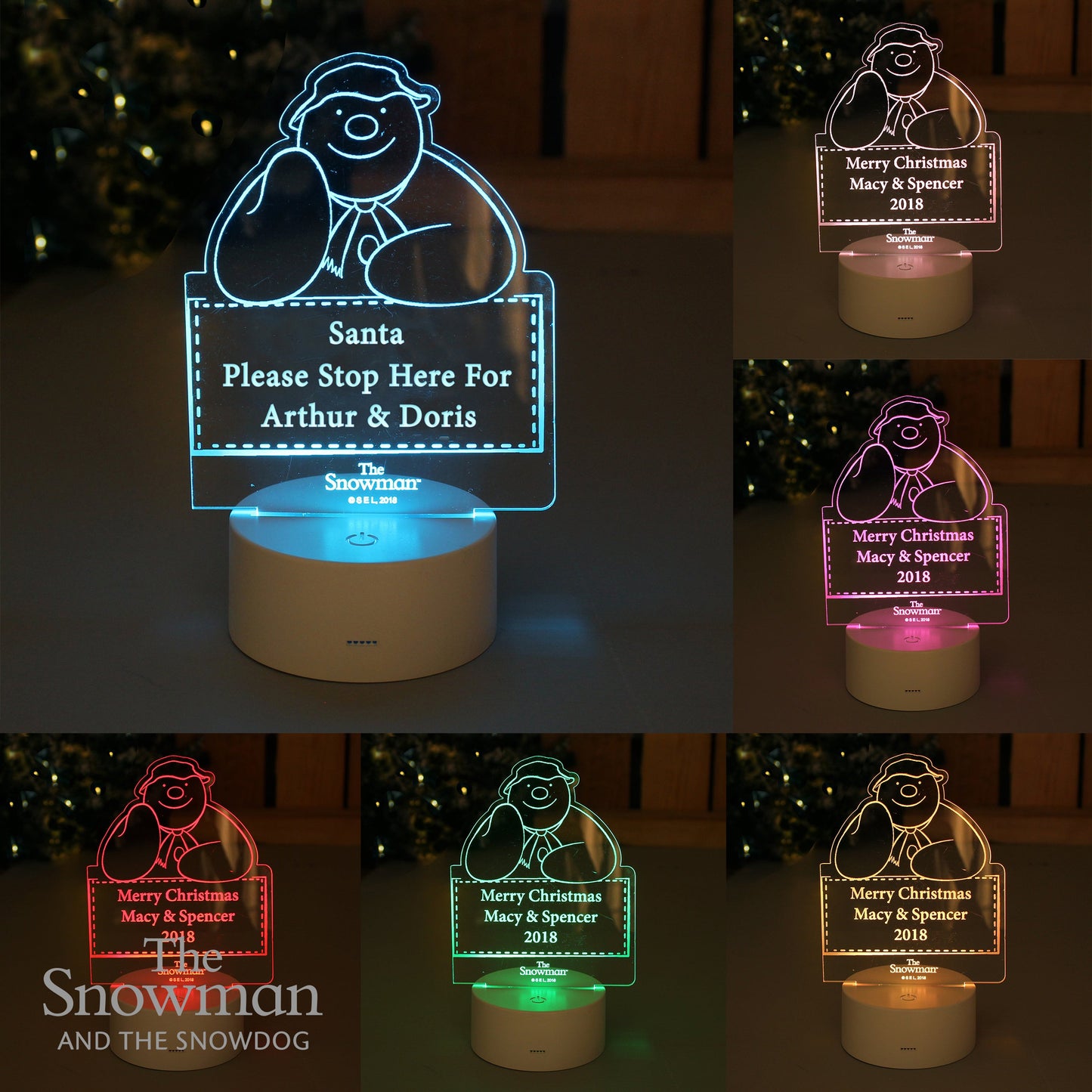 Personalised The Snowman LED Colour Changing Decoration & Night Light: 2 - LED Lighting By The Snowman