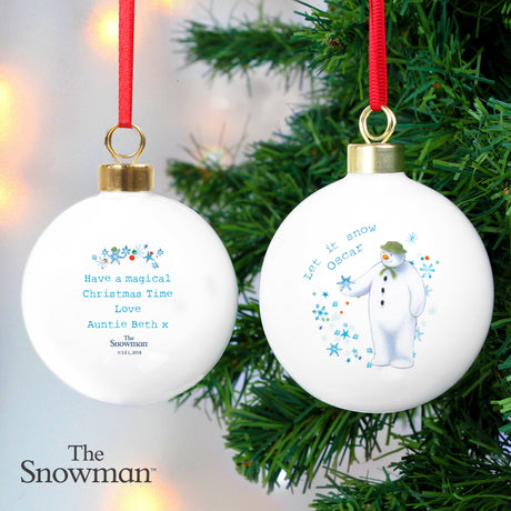 Personalised The Snowman Let it Snow Bauble: 2 - Christmas Baubles By The Snowman