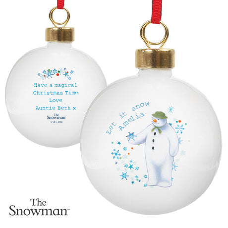 Personalised The Snowman Let it Snow Bauble: 5 - Christmas Baubles By The Snowman