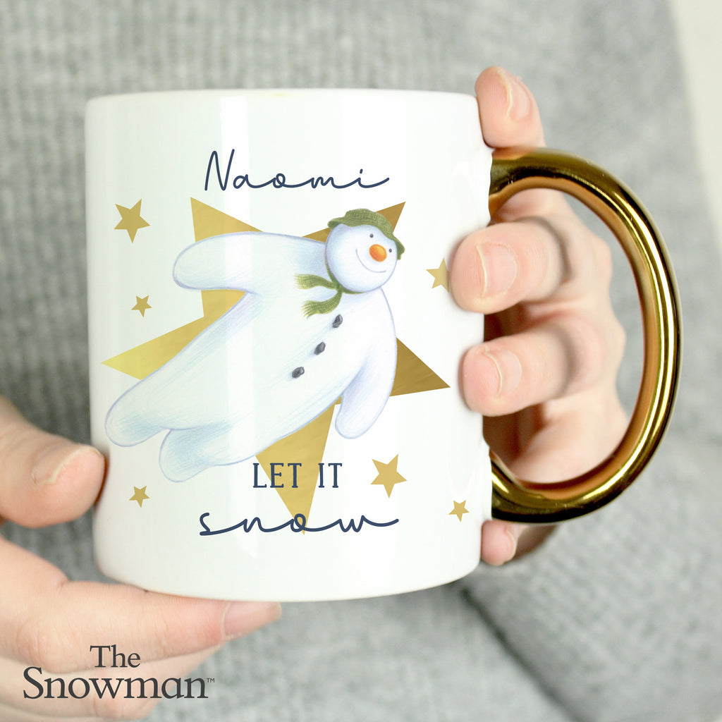 Personalised The Snowman Let it Snow Gold Handed Mug - Shop Mugs At Gift Moments - 1
