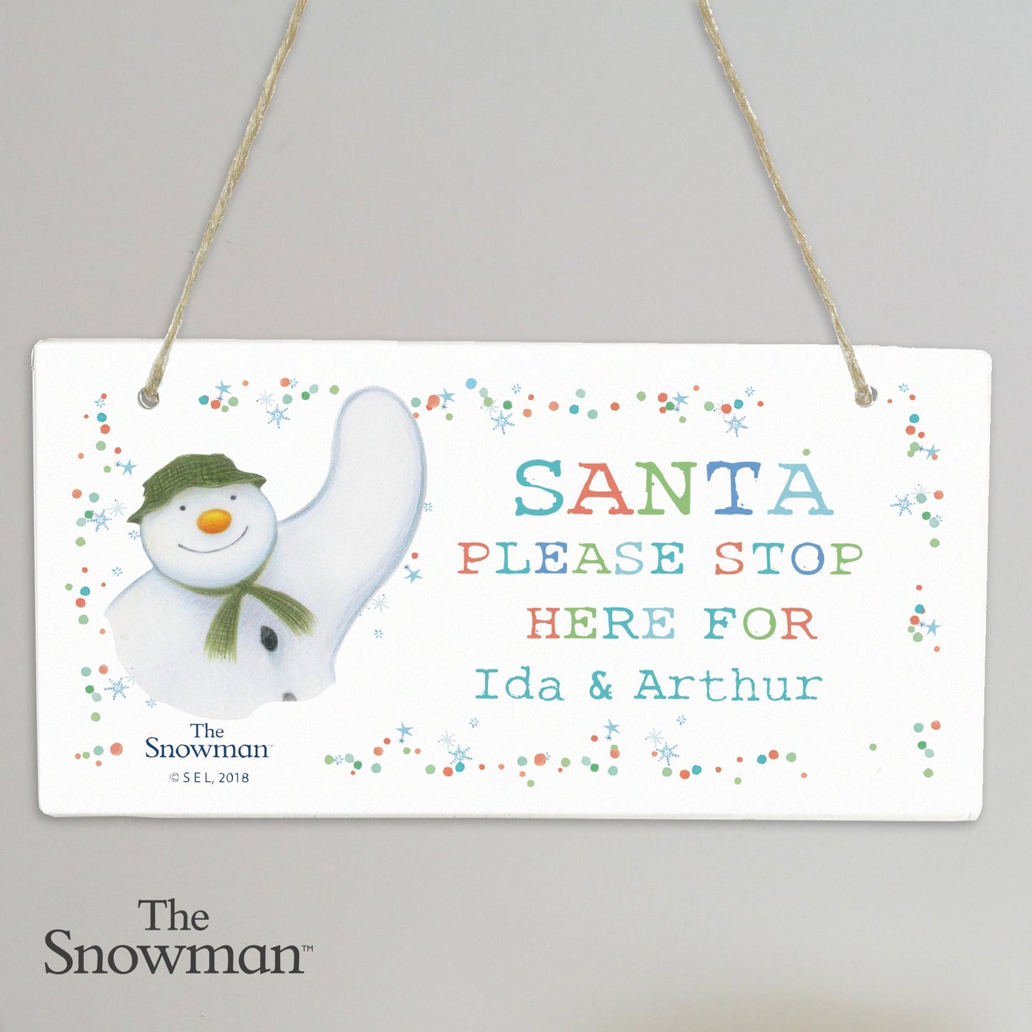 Personalised The Snowman Let it Snow Santa Stop Here Wooden Sign: 2 - Signs & Plaques By The Snowman