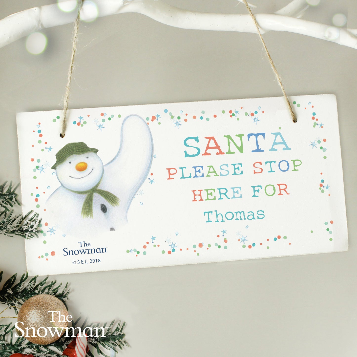Personalised The Snowman Let it Snow Santa Stop Here Wooden Sign: 3 - Signs & Plaques By The Snowman