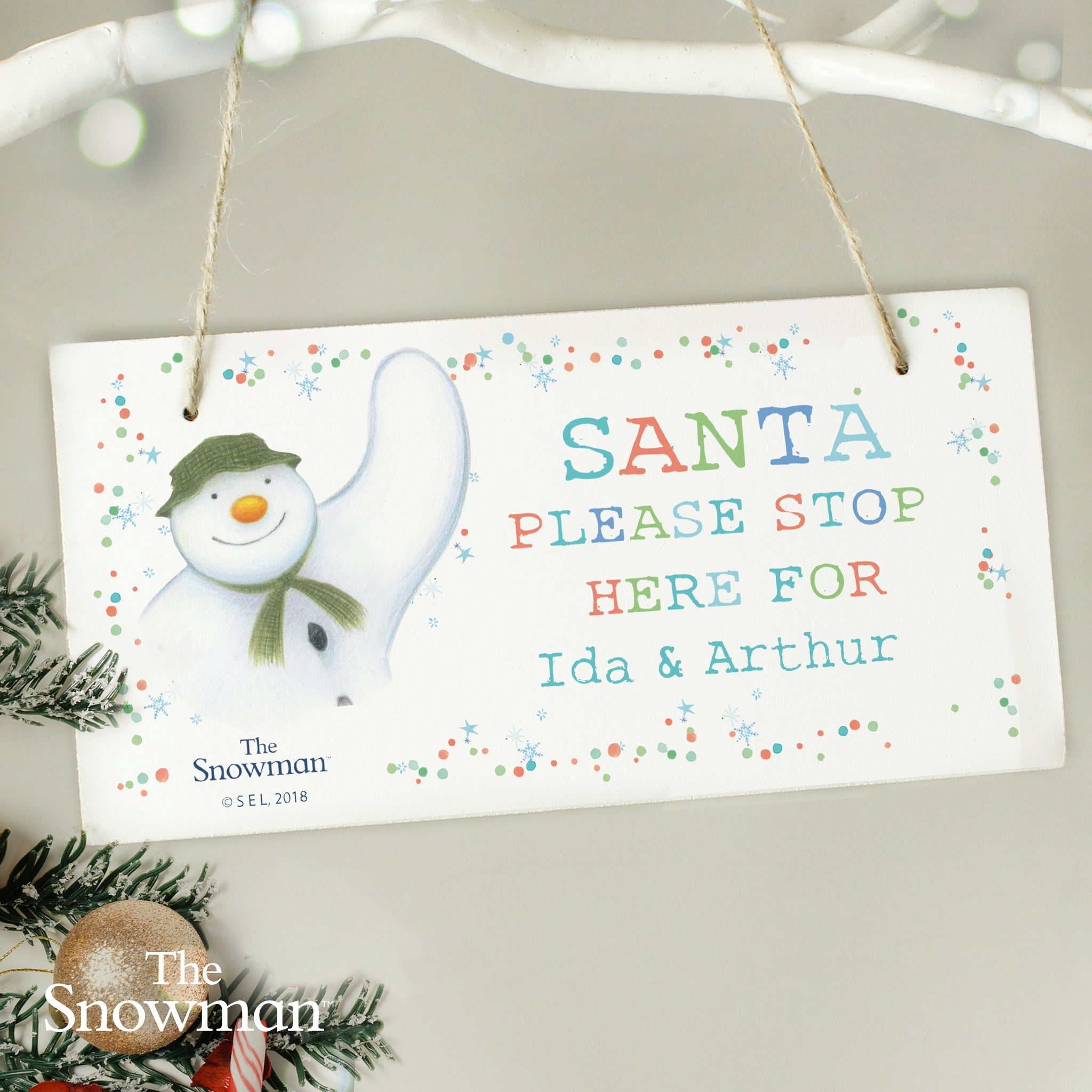 Personalised The Snowman Let it Snow Santa Stop Here Wooden Sign: 1 - Signs & Plaques By The Snowman