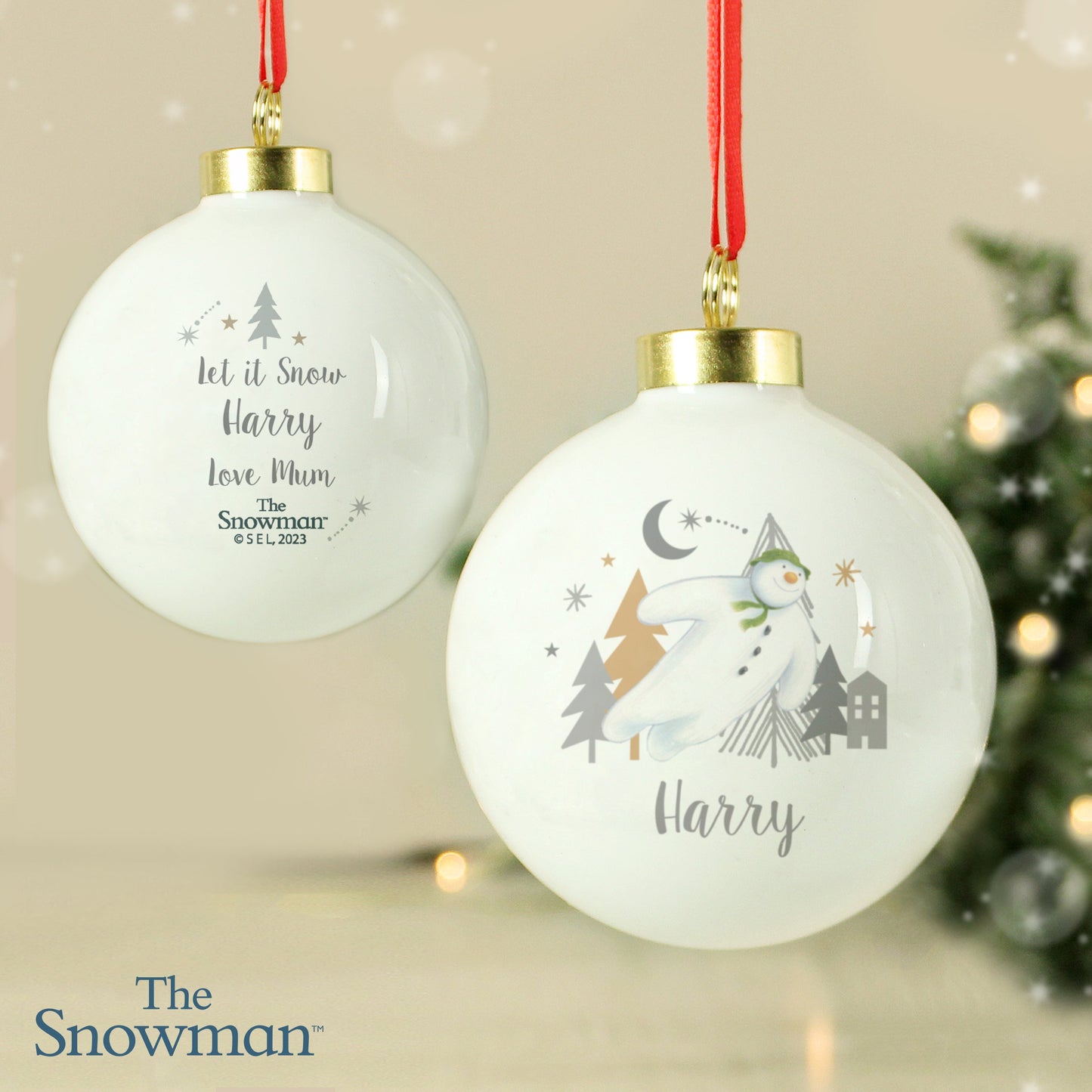 Personalised The Snowman Magical Adventure Bauble: 4 - Christmas Baubles By The Snowman