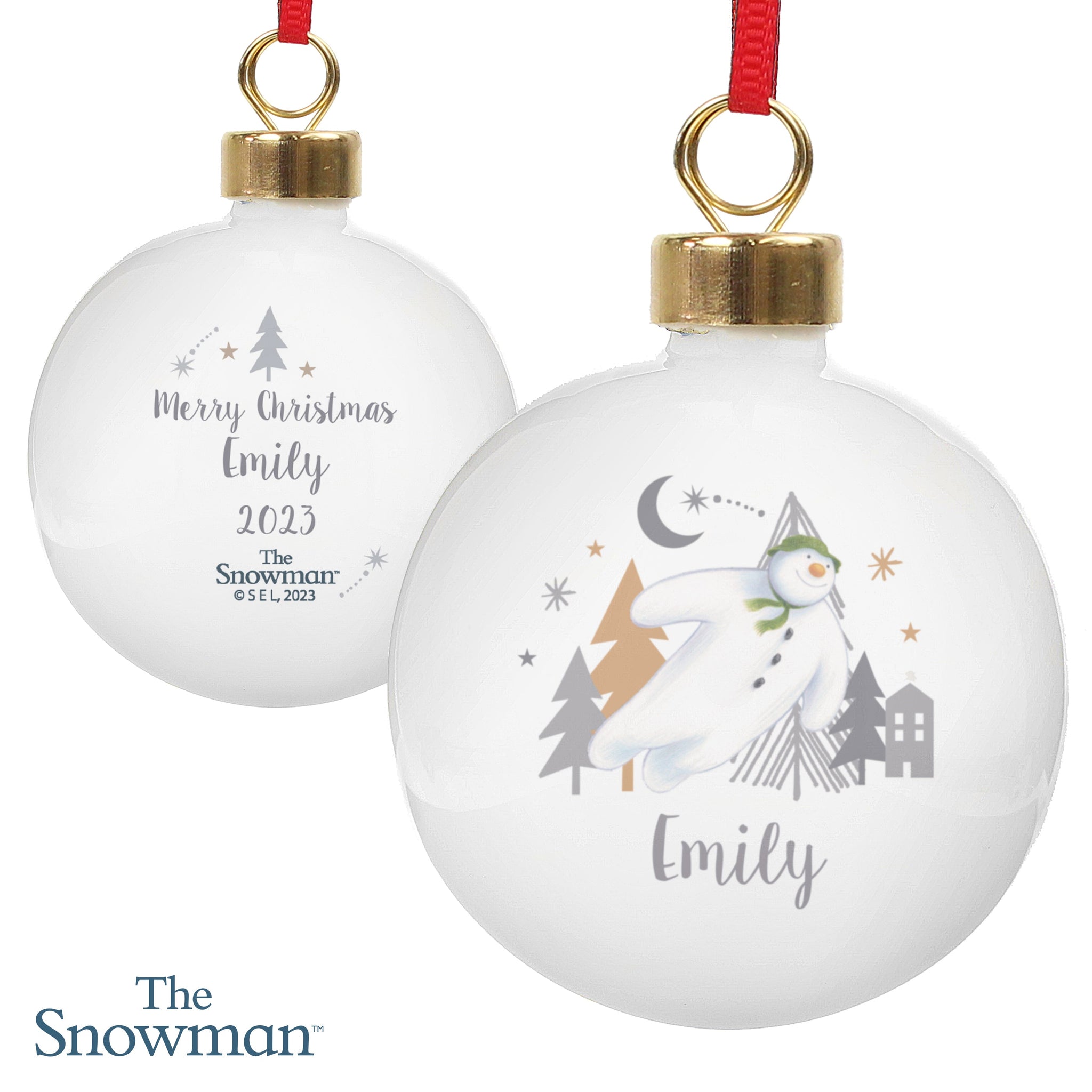 Personalised The Snowman Magical Adventure Bauble: 5 - Christmas Baubles By The Snowman