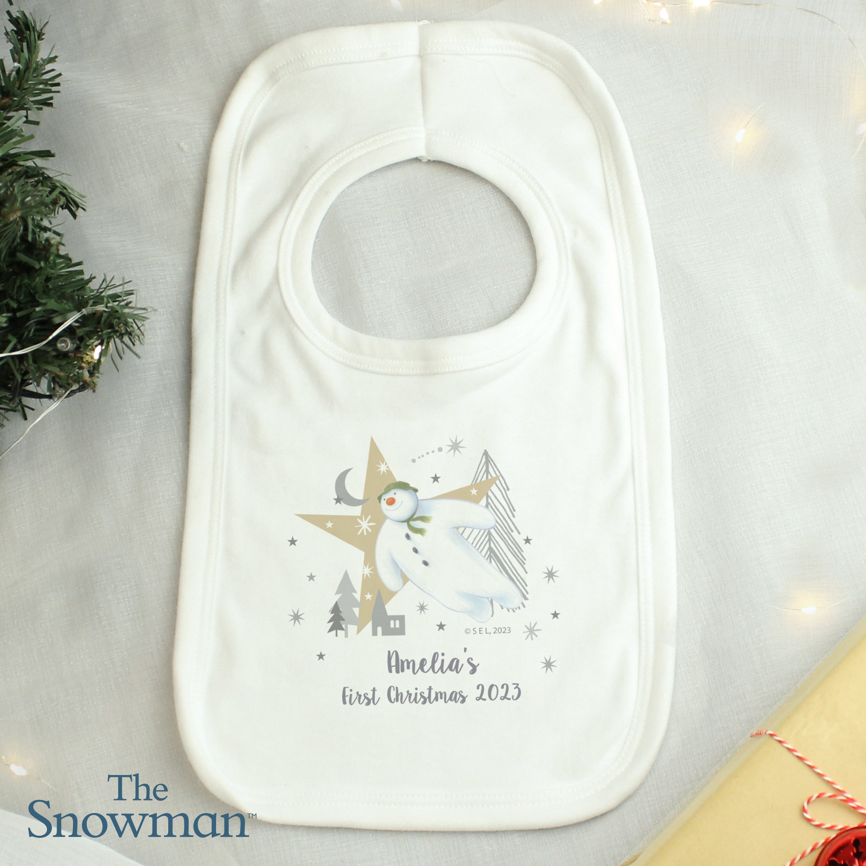 Personalised The Snowman Magical Adventure Bib - Shop Baby Clothing At Gift Moments - 1