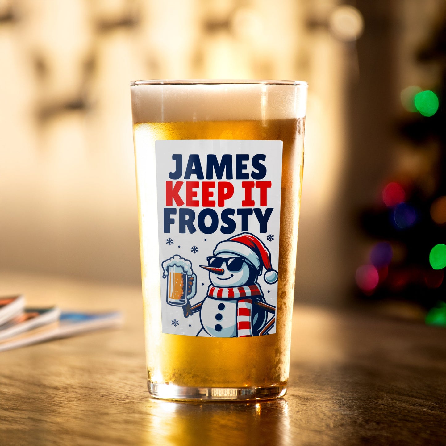 Personalised Snowman Pun Christmas Beer Glass: 2 - Beer Glasses By Gift Moments