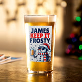Personalised Snowman Pun Christmas Beer Glass: 2 - Beer Glasses By Gift Moments
