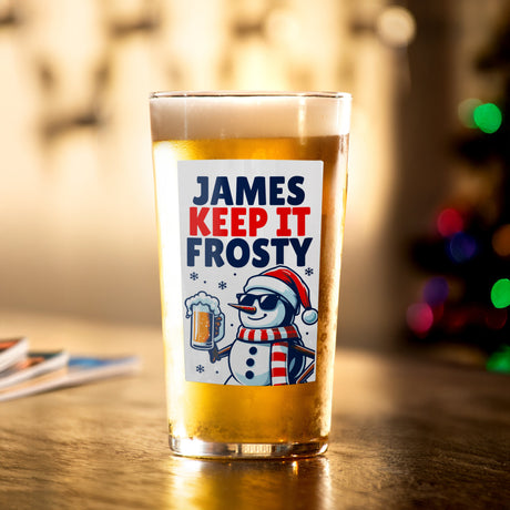 Personalised Snowman Pun Christmas Beer Glass: 2 - Beer Glasses By Gift Moments