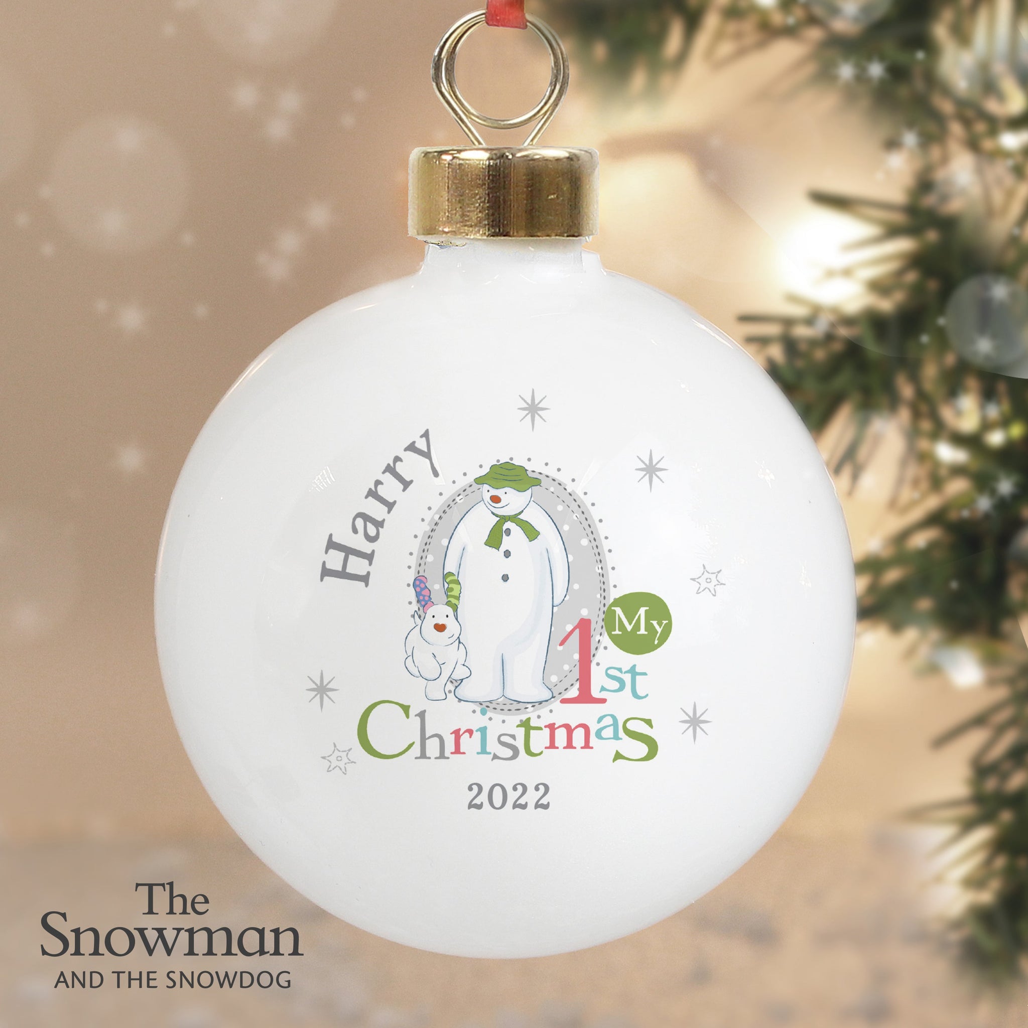 Personalised The Snowman and the Snowdog My 1st Christmas Bauble: 2 - Christmas Baubles By The Snowman