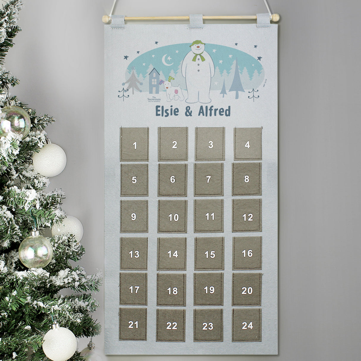 Personalised The Snowman and the Snowdog Advent Calendar In Silver Grey: 5 - Advent Calendars By The Snowman