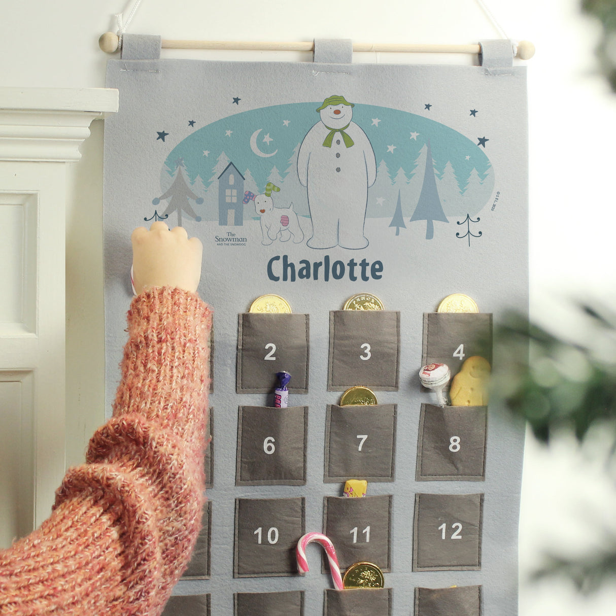 Personalised The Snowman and the Snowdog Advent Calendar In Silver Grey: 2 - Advent Calendars By The Snowman
