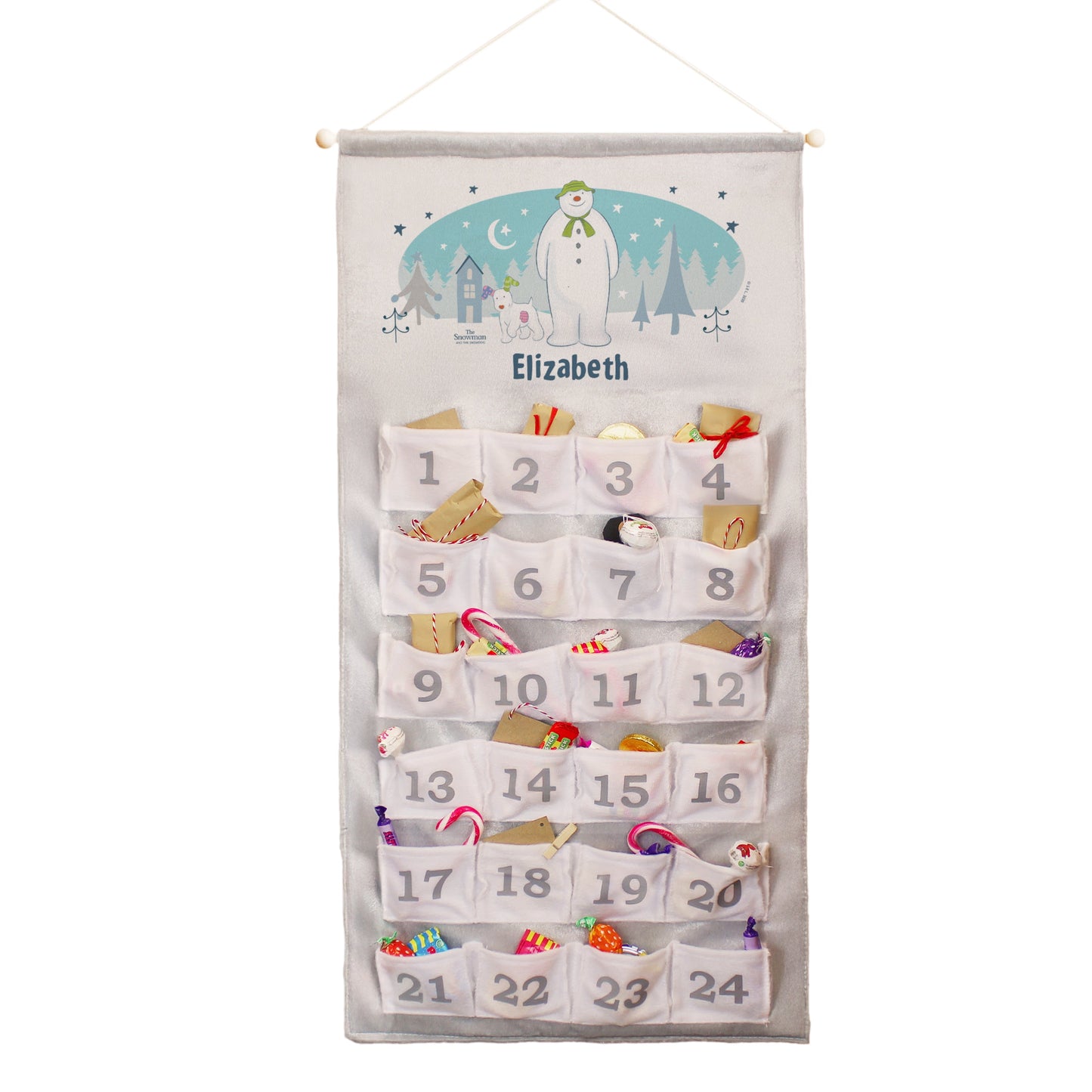 Personalised The Snowman and the Snowdog Advent Calendar In Silver Grey: 5 - Advent Calendars By The Snowman