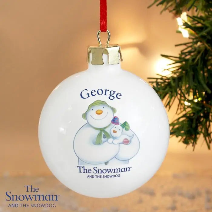 Personalised The Snowman and the Snowdog Bauble - Shop Christmas Baubles At Gift Moments - 1