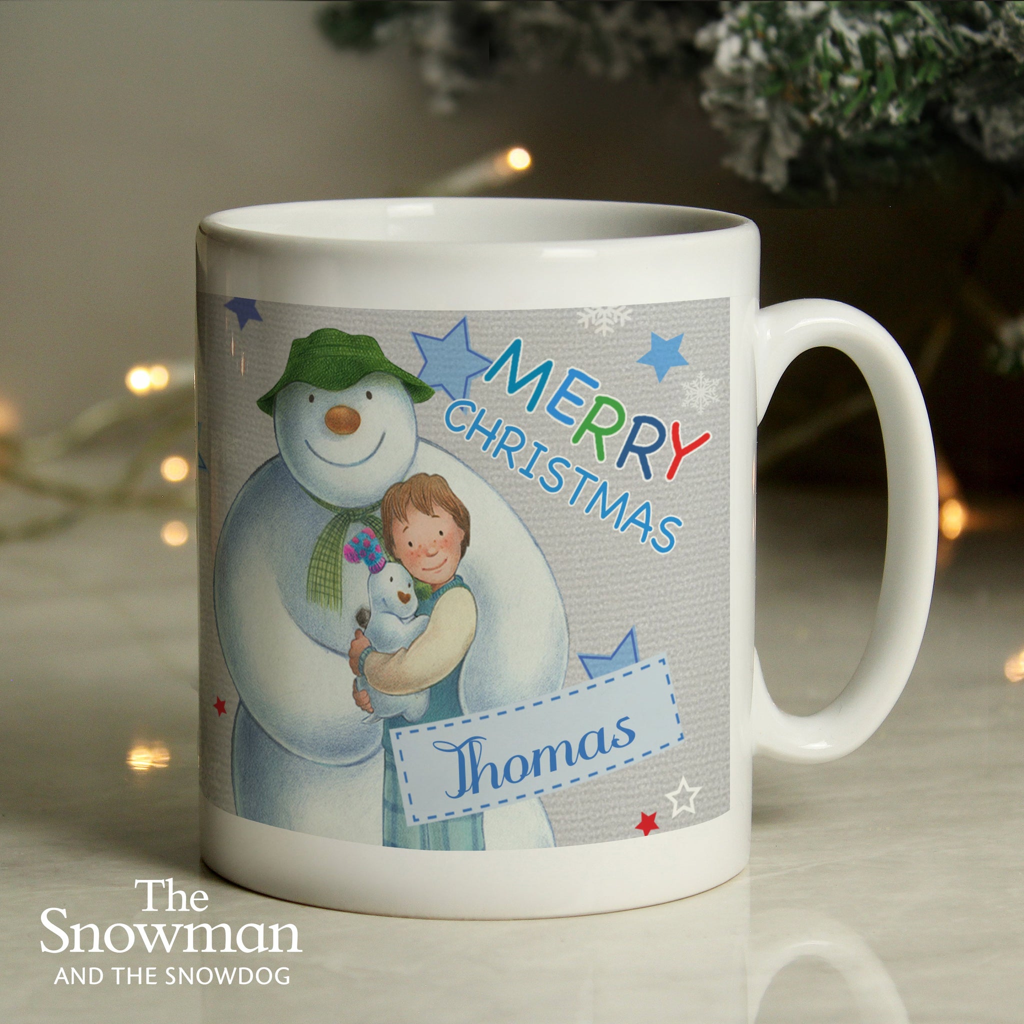 Personalised The Snowman and the Snowdog Blue Mug: 2 - Mugs By The Snowman