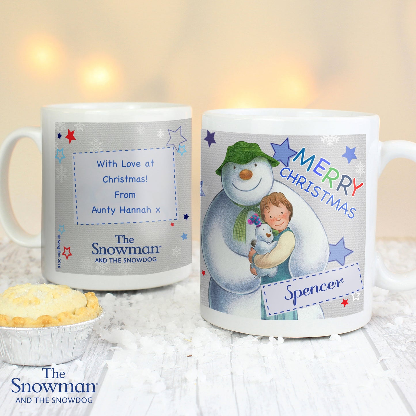 Personalised The Snowman and the Snowdog Blue Mug: 3 - Mugs By The Snowman