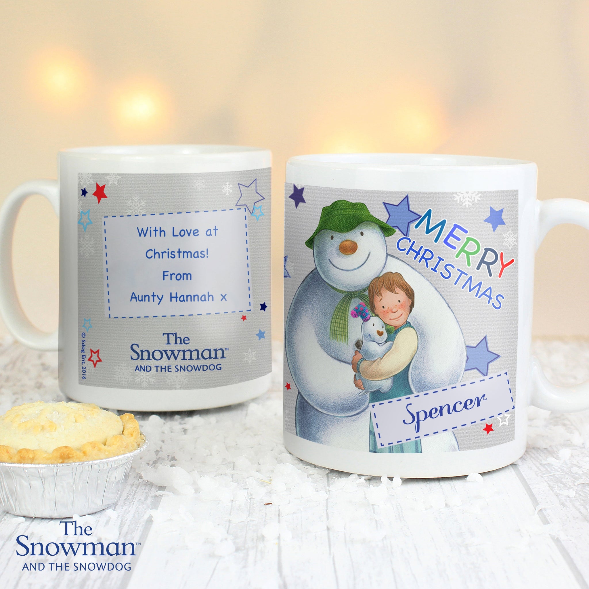 Personalised The Snowman and the Snowdog Blue Mug: 3 - Mugs By The Snowman
