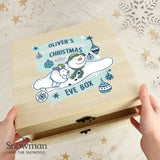 Personalised The Snowman and the Snowdog Large Wooden Christmas Eve Box: 2 - Keepsake Boxes By The Snowman