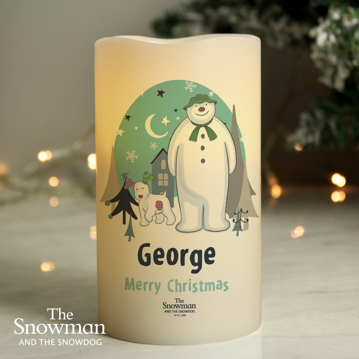 Personalised The Snowman and the Snowdog LED Candle: 4 - LED Lighting By The Snowman