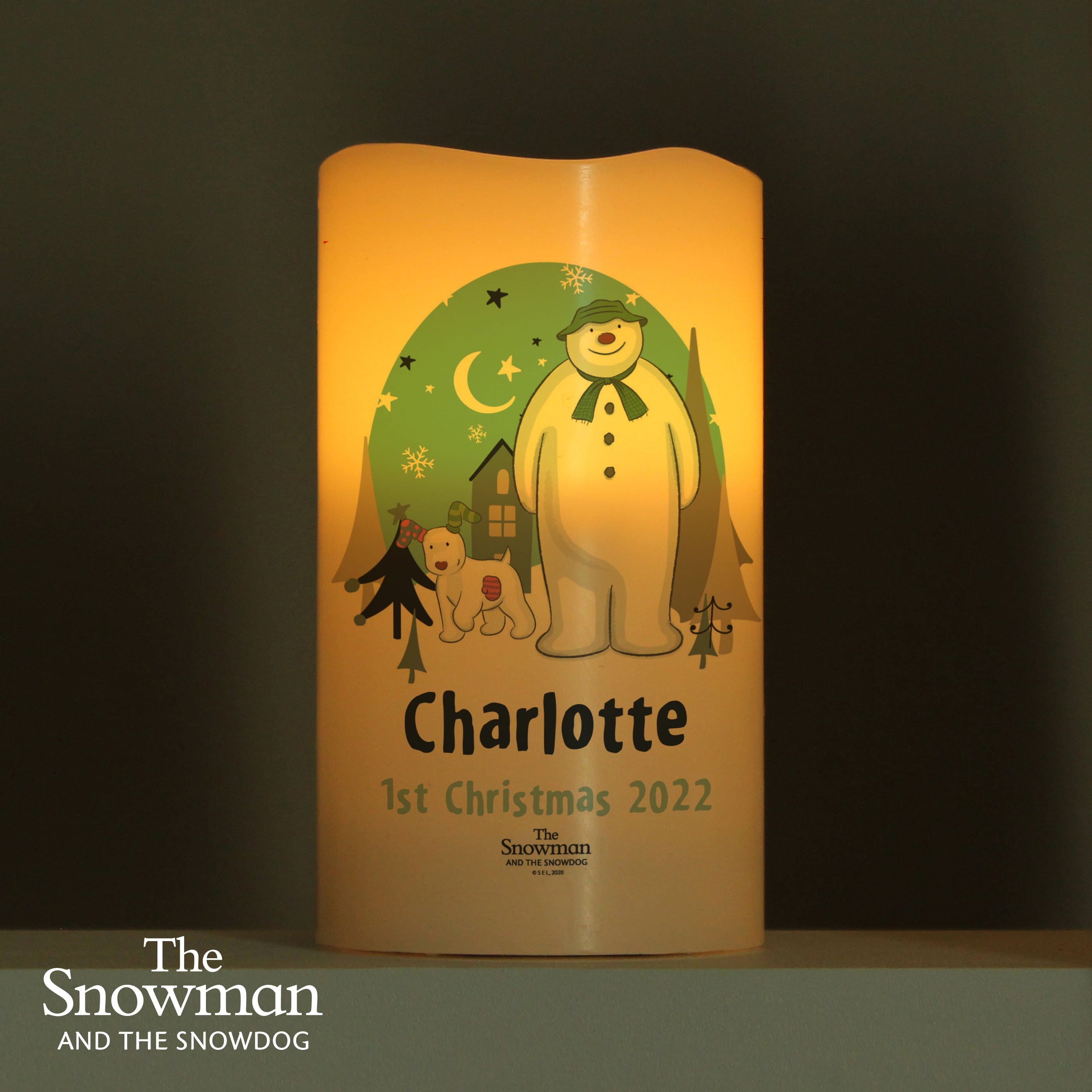 Personalised The Snowman and the Snowdog LED Candle - Shop LED Lighting At Gift Moments - 1