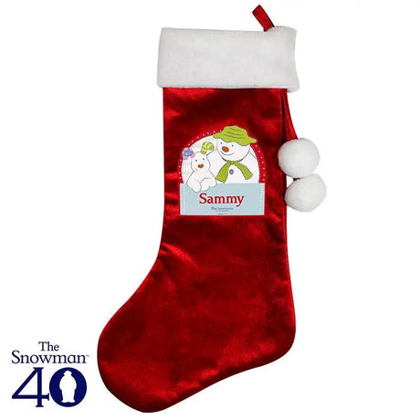 Personalised The Snowman and the Snowdog Luxury Red Stocking: 2 - Christmas Stockings By The Snowman