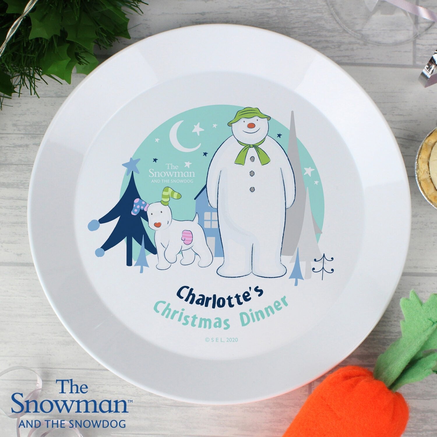 Personalised The Snowman and the Snowdog Plastic Plate: 1 - Tableware By The Snowman