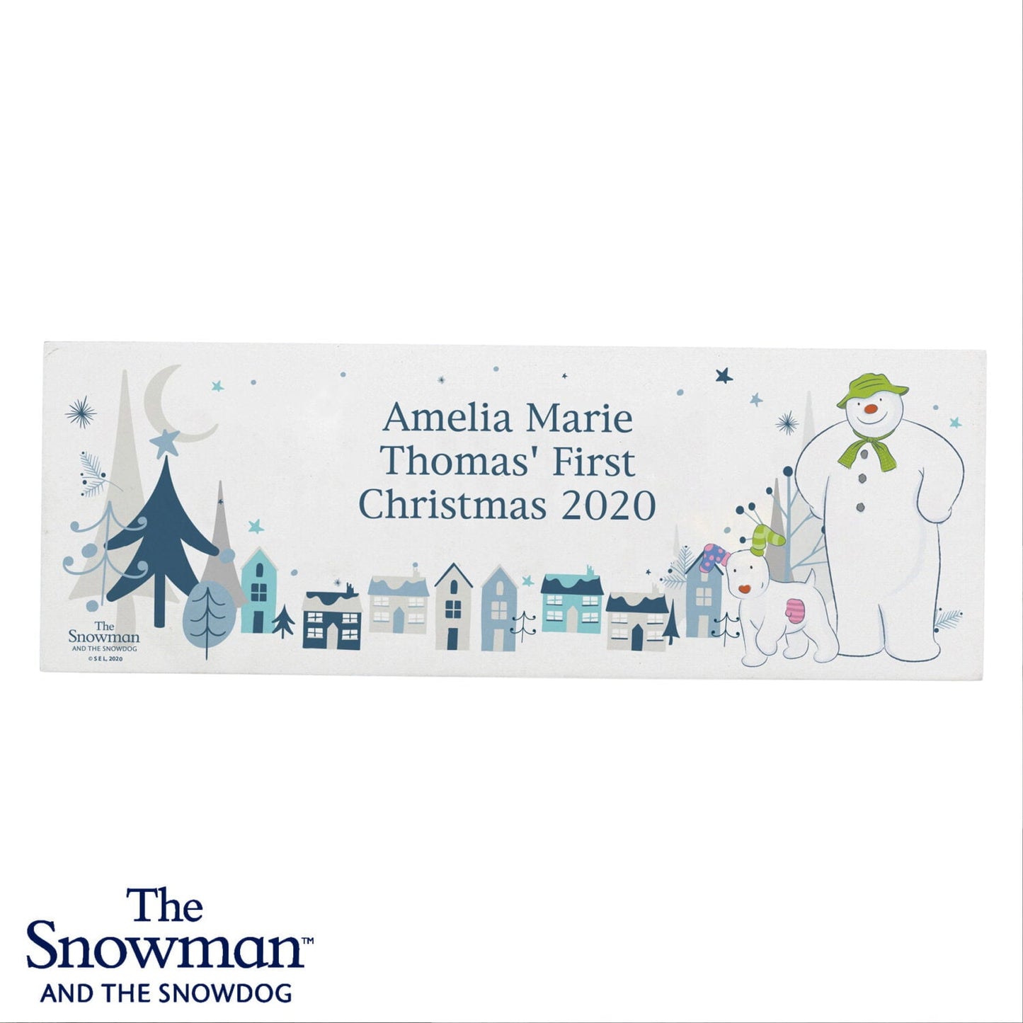 Personalised The Snowman and the Snowdog Wooden Block Sign: 3 - Christmas Decorations By The Snowman