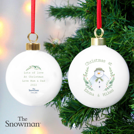 Personalised The Snowman Winter Garden Bauble: 2 - Christmas Baubles By The Snowman