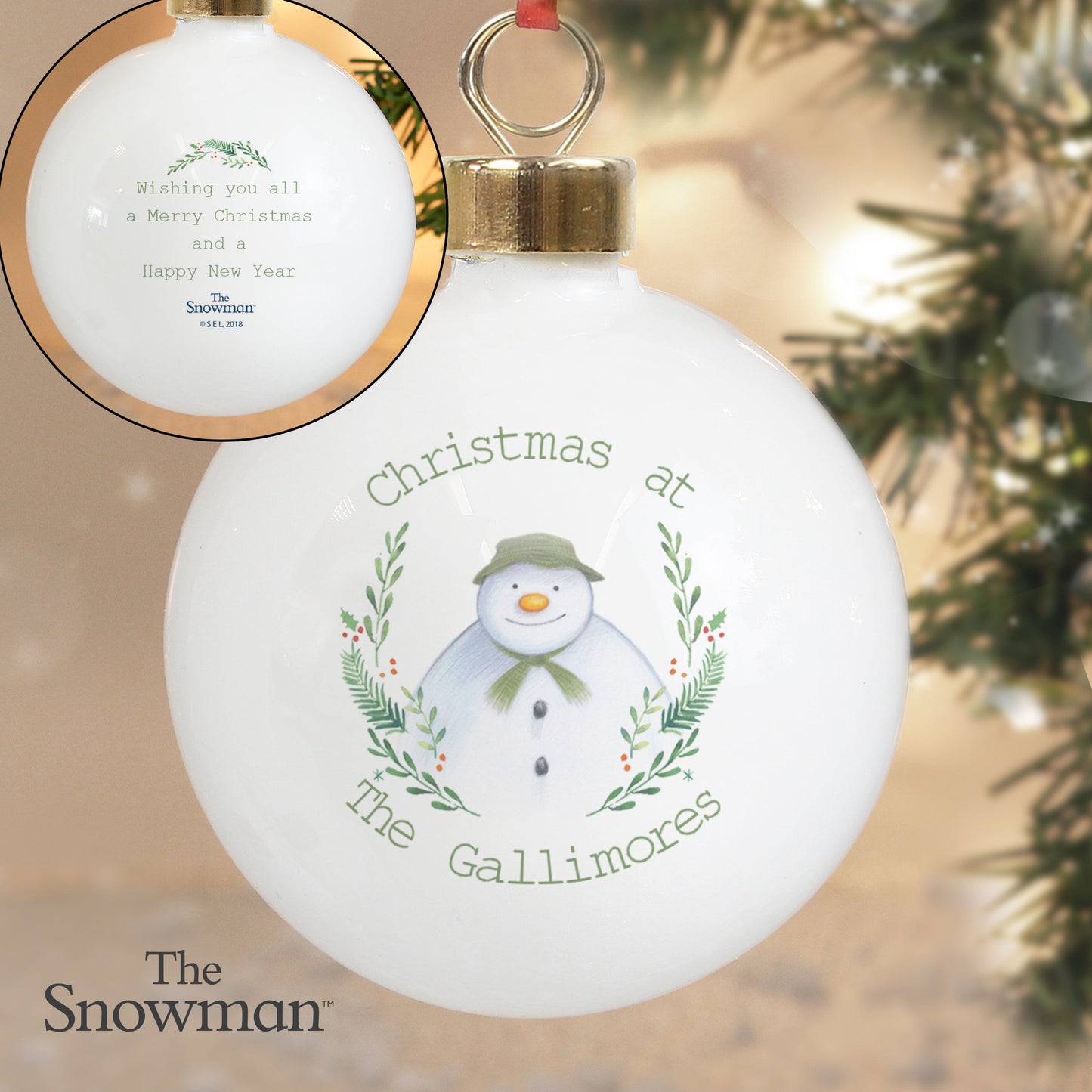 Personalised The Snowman Winter Garden Bauble: 4 - Christmas Baubles By The Snowman