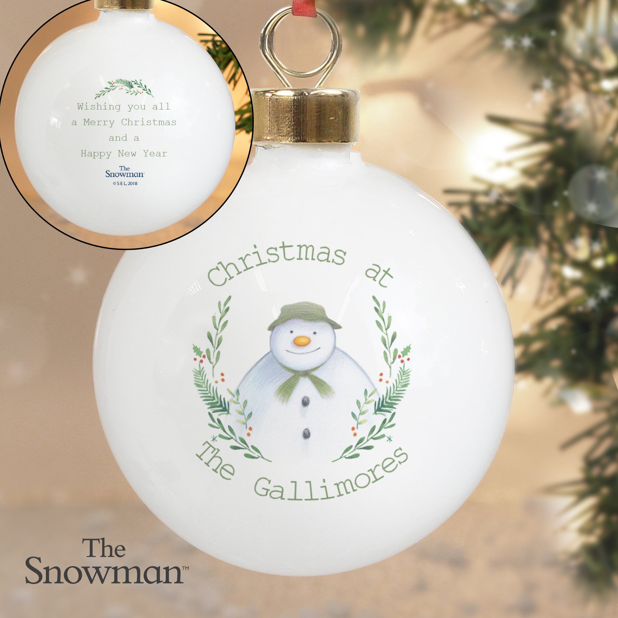 Personalised The Snowman Winter Garden Bauble: 4 - Christmas Baubles By The Snowman