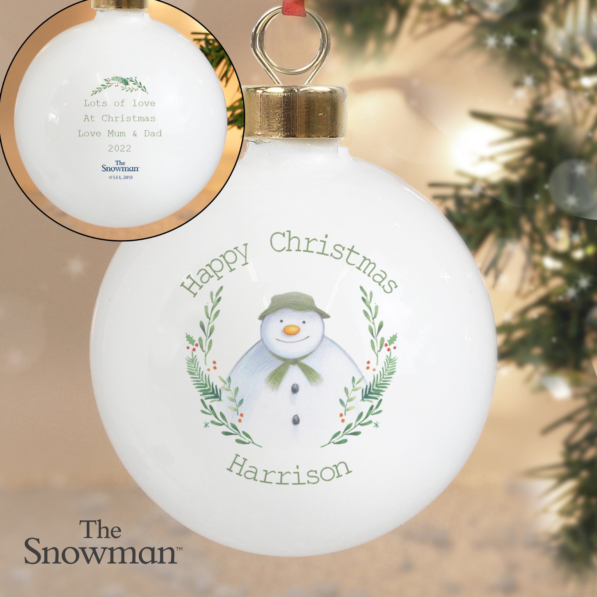Personalised The Snowman Winter Garden Bauble: 3 - Christmas Baubles By The Snowman