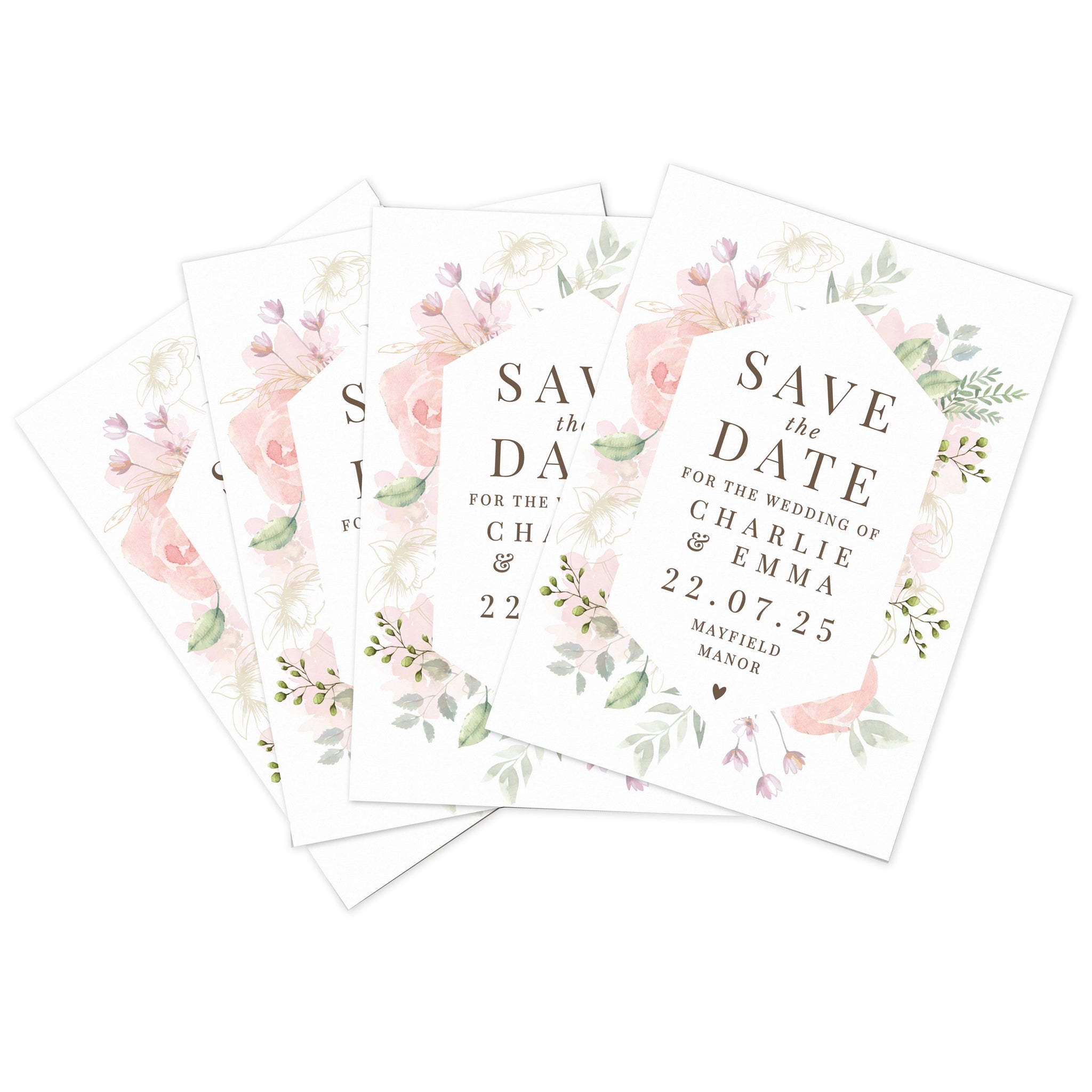 Personalised Soft Floral Set of 36 Wedding Save the Dates: 5 - Keepsakes By Gift Moments
