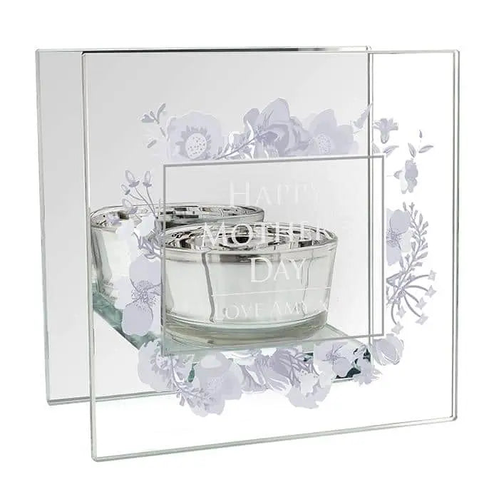 Personalised Soft Watercolour Mirrored Glass Tea Light Candle Holder: 4 - Candle Holders By Gift Moments