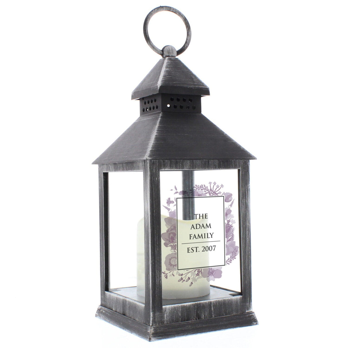 Personalised Soft Watercolour Rustic Black Lantern: 4 - LED Lighting By Gift Moments